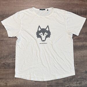 Greyson White Tee with Black Wolf Graphic